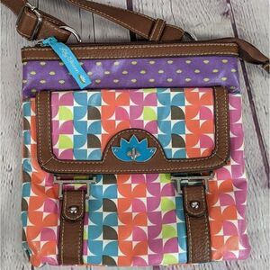Lily Bloom Geometric Pattern Crossbody Bag Purse
